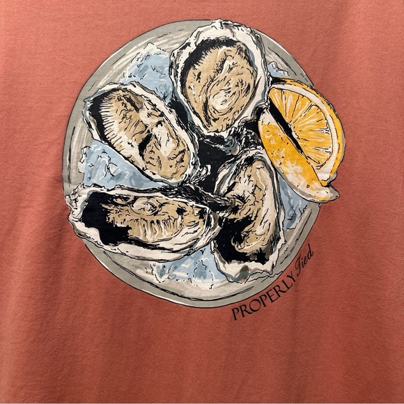 Properly Tied Mens MOyster Tray T Shirt Salmon 100% Pima Cotton Front Pocket - Picture 3 of 7